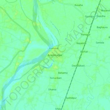 Carte topographique Azamnagar, altitude, relief