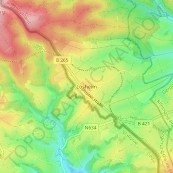 Carte topographique Losheim, altitude, relief
