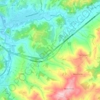 Carte topographique Pozzolatico, altitude, relief