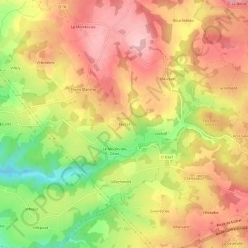Carte topographique Peyzat, altitude, relief