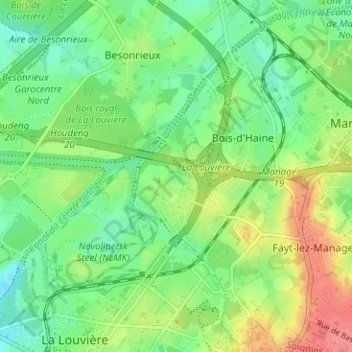 Carte topographique Haie du Rœulx, altitude, relief