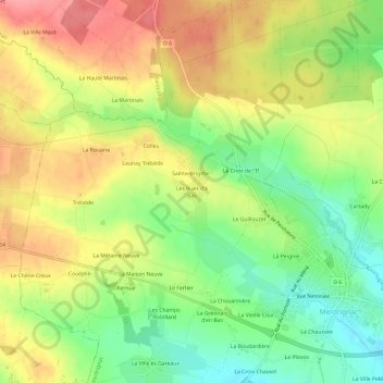 Carte topographique Les Rues d'à Bas, altitude, relief