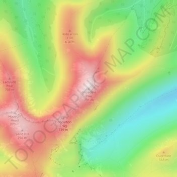 Carte topographique Grisedale Pike, altitude, relief