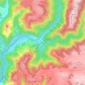 Carte topographique Manhaval, altitude, relief