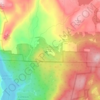 Carte topographique Camp Spruce Hill, altitude, relief