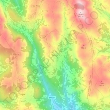 Carte topographique Bastelo, altitude, relief