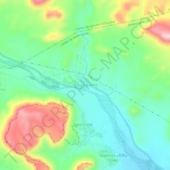 Carte topographique Iflilte, altitude, relief
