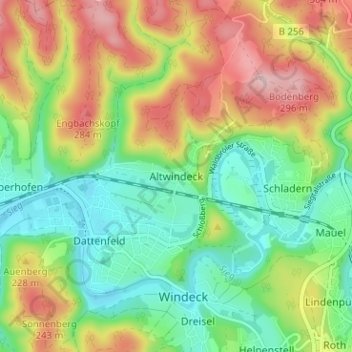Carte topographique Altwindeck, altitude, relief