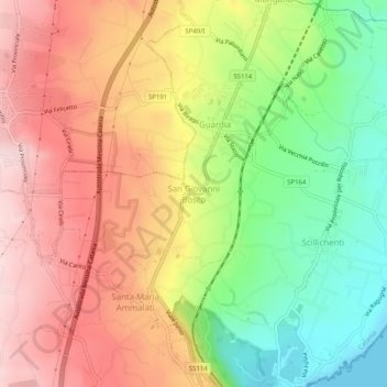 Carte topographique San Giovanni Bosco, altitude, relief