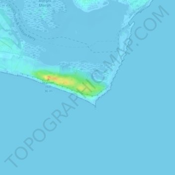 Carte topographique Hengistbury Head, altitude, relief