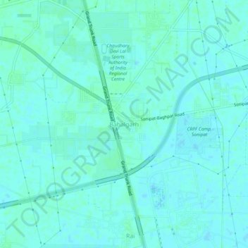 Carte topographique Bahalgarh, altitude, relief