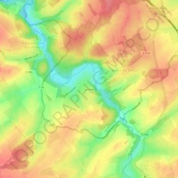 Carte topographique Lucenay, altitude, relief