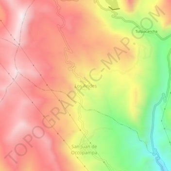 Carte topographique Los Andes, altitude, relief