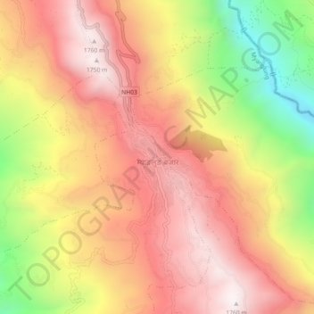 Carte topographique Loktantrik Chok, altitude, relief