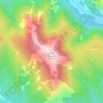 Carte topographique Prairie Mountain, altitude, relief