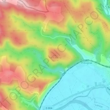 Carte topographique Pech Merle, altitude, relief