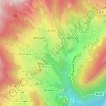 Carte topographique Grimaudière, altitude, relief