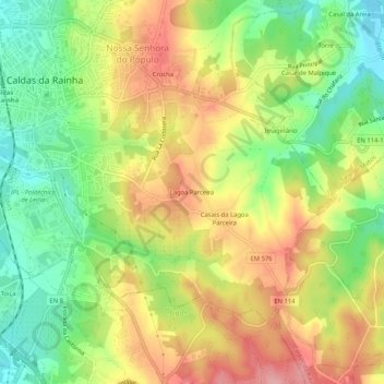 Carte topographique Lagoa Parceira, altitude, relief