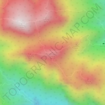 Carte topographique Gunung Stong, altitude, relief