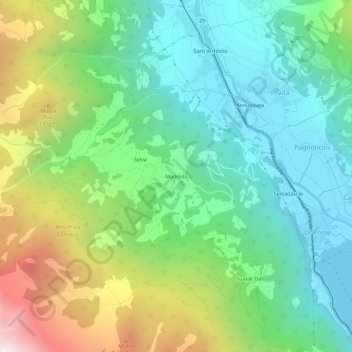 Carte topographique Madreda, altitude, relief