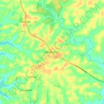 Carte topographique Maférinya, altitude, relief