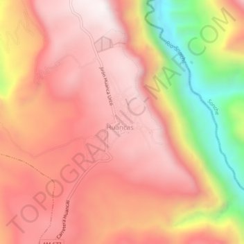 Carte topographique Huancas, altitude, relief