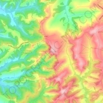 Carte topographique Chiusure, altitude, relief