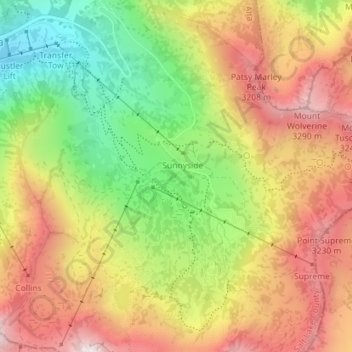 Carte topographique Albion Basin, altitude, relief