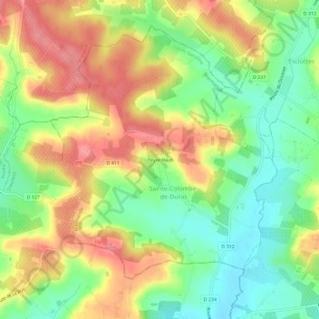 Carte topographique Peyre Haut, altitude, relief