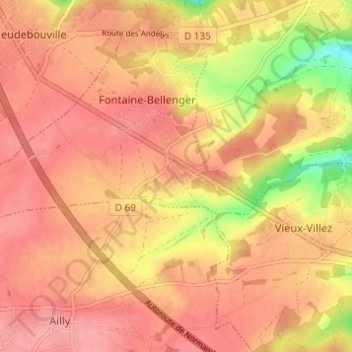 Carte topographique Gournay, altitude, relief