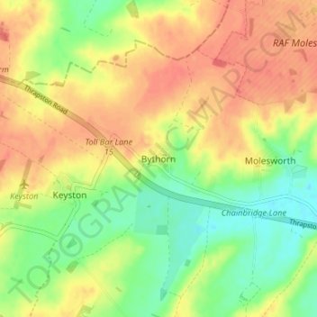 Carte topographique Bythorn, altitude, relief