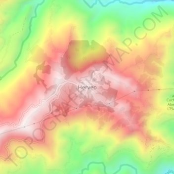 Carte topographique Herveo, altitude, relief