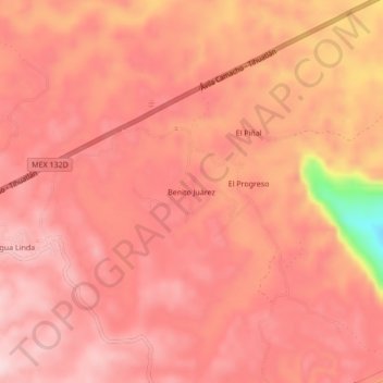 Carte topographique Benito Juárez, altitude, relief
