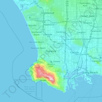Carte topographique Torrance, altitude, relief
