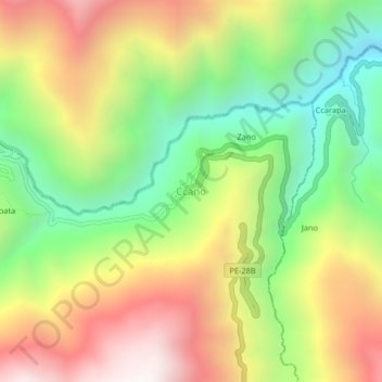 Carte topographique Ccano, altitude, relief