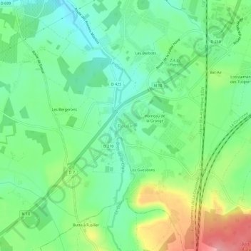 Carte topographique Roullet, altitude, relief