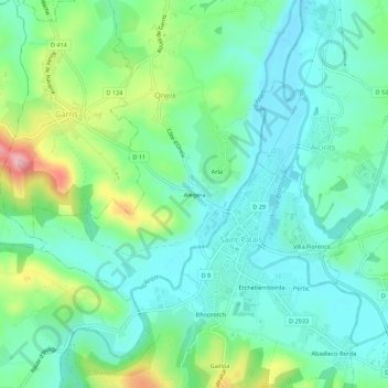 Carte topographique Alegera, altitude, relief