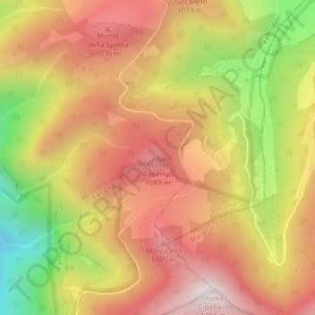 Carte topographique Monte Maltempo, altitude, relief