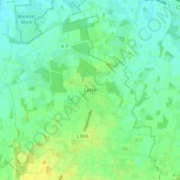 Carte topographique Lette, altitude, relief