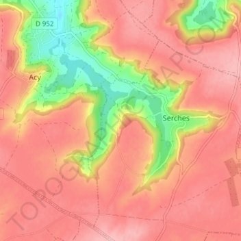 Carte topographique Dhuisy, altitude, relief