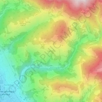 Carte topographique Kalchberg, altitude, relief