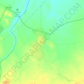 Carte topographique Bera, altitude, relief