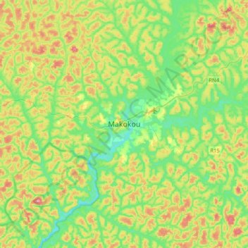 Carte topographique Makokou, altitude, relief