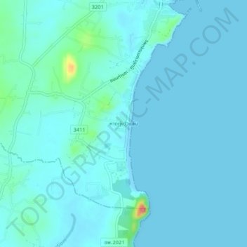 Carte topographique Hat Tung Wua Laen, altitude, relief