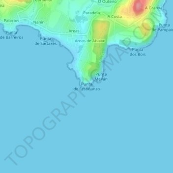 Carte topographique Punta de Festiñanzo, altitude, relief