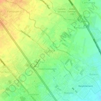 Carte topographique Calulut, altitude, relief