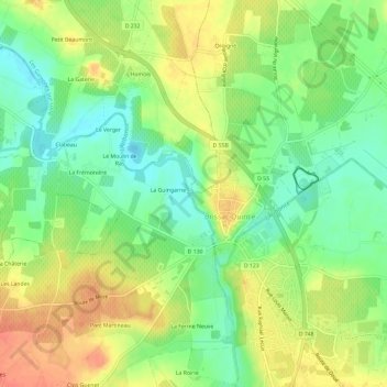 Carte topographique Le Moulin Roux, altitude, relief