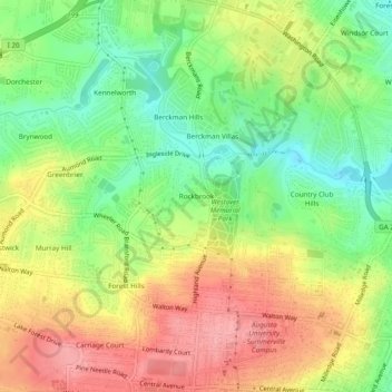 Carte topographique Rockbrook, altitude, relief