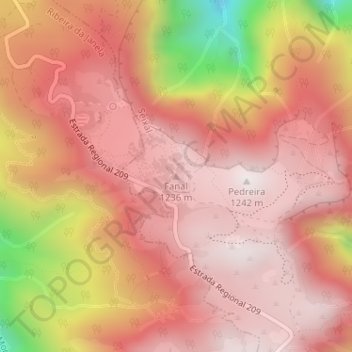 Carte topographique Fanal, altitude, relief