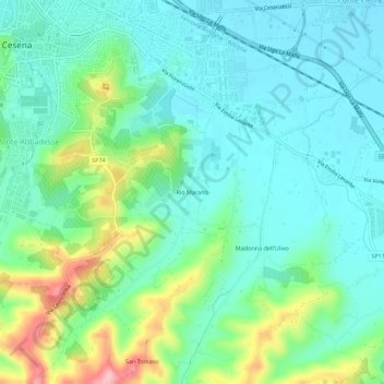 Carte topographique Rio Marano, altitude, relief